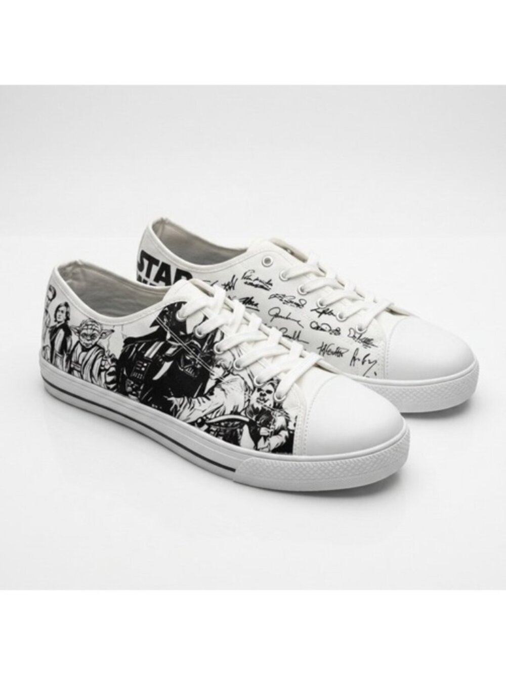 Star Wars unlicensed, custom print canvas sneakers Sz 11 Cast Signatures